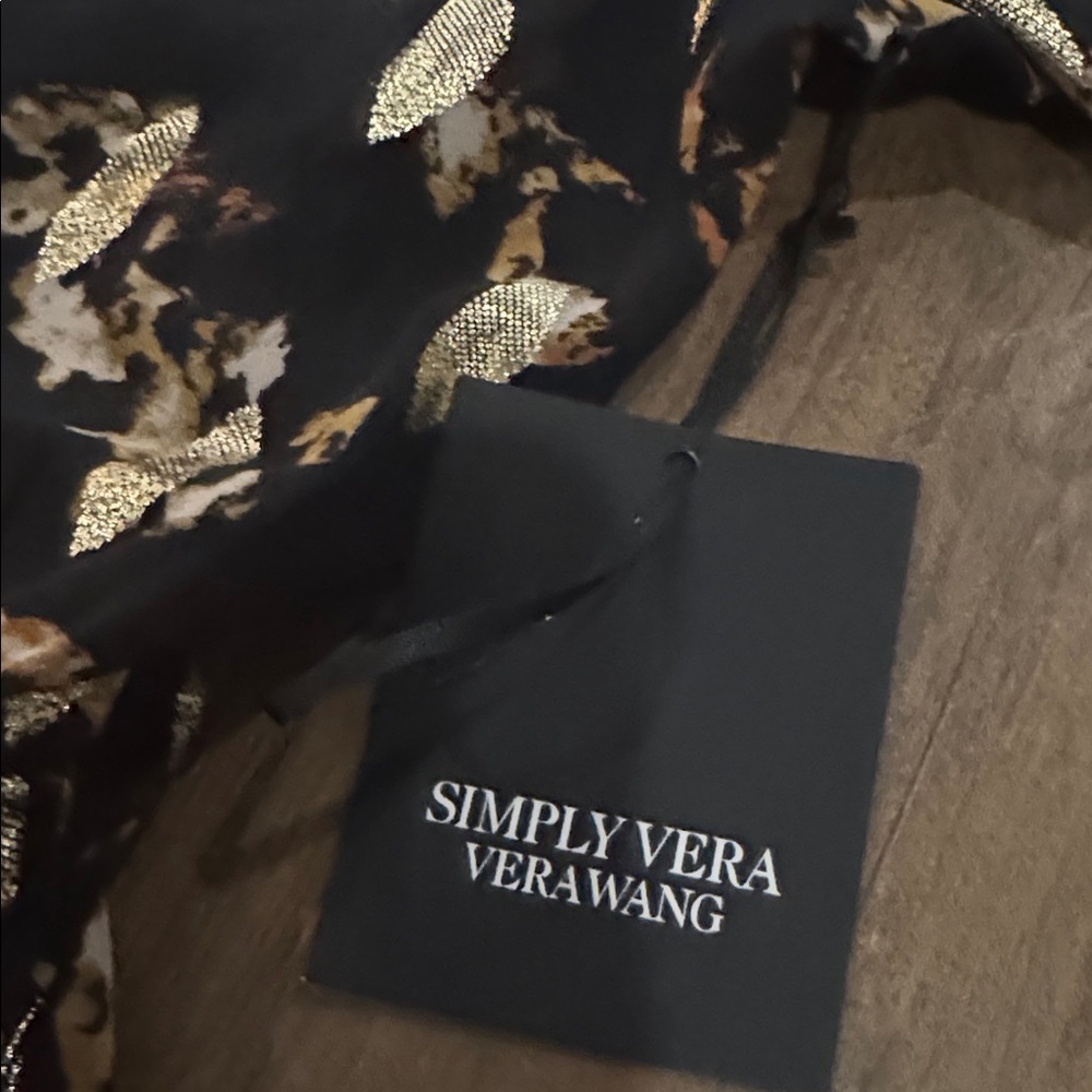 Simply Vera Elegant Black and Gold Women's Dress Size L - Picture 8 of 9